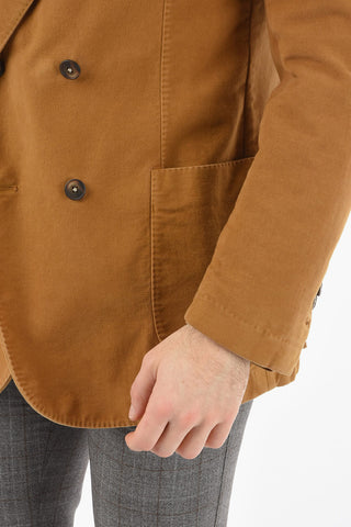 Half-Lined Double-Breasted Blazer with Peak Lapel