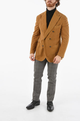 Half-Lined Double-Breasted Blazer with Peak Lapel