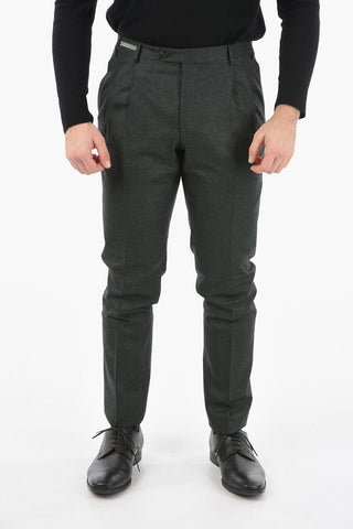 Pantaloni in Lana Vergine a Doppia Pince