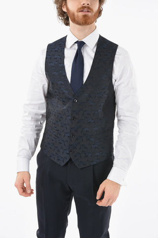 Plant Motif Silk ACADEMY CERIMONIA Waistcoat