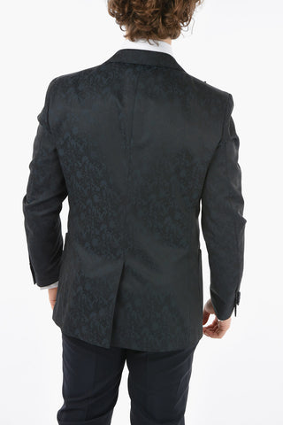 CC COLLECTION brocade peak lapel patch pocket tuxedo jacket