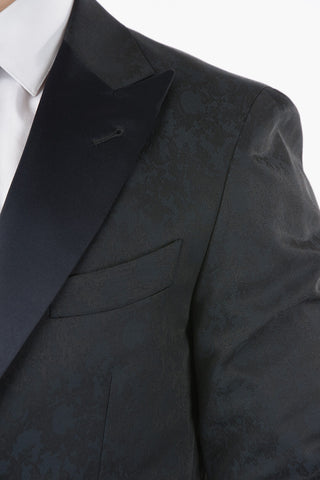 CC COLLECTION brocade peak lapel patch pocket tuxedo jacket