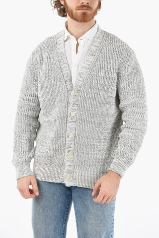 Knitted Cardigan with Contrasting Buttons
