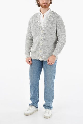 Knitted Cardigan with Contrasting Buttons