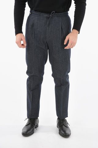 Single Pleat LIGHT Pants with Drawstring on the Waist