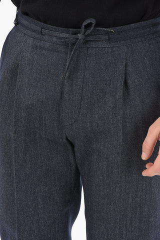 Single Pleat LIGHT Pants with Drawstring on the Waist