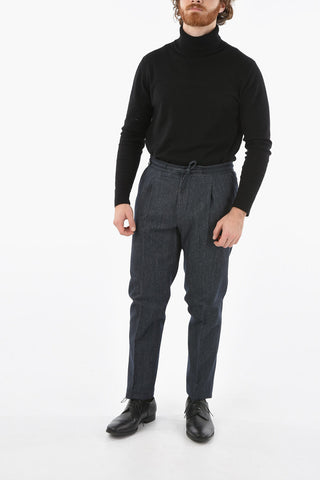 Single Pleat LIGHT Pants with Drawstring on the Waist