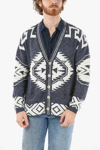 Aztec Motif Cotton Blend Cardigan