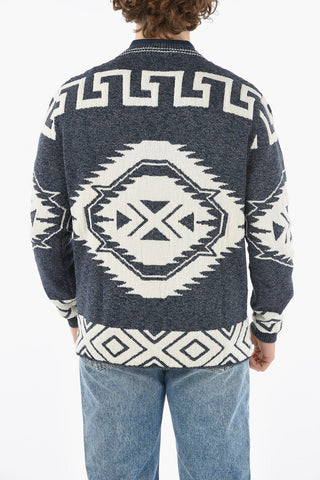 Aztec Motif Cotton Blend Cardigan