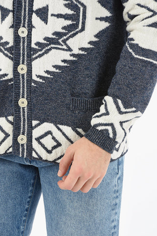 Aztec Motif Cotton Blend Cardigan