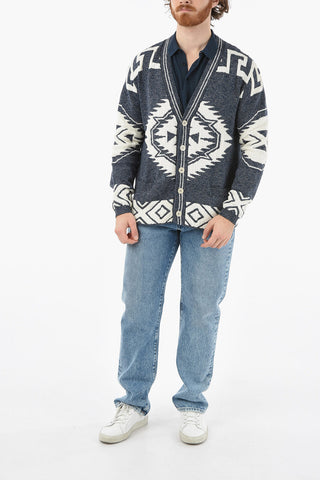 Aztec Motif Cotton Blend Cardigan