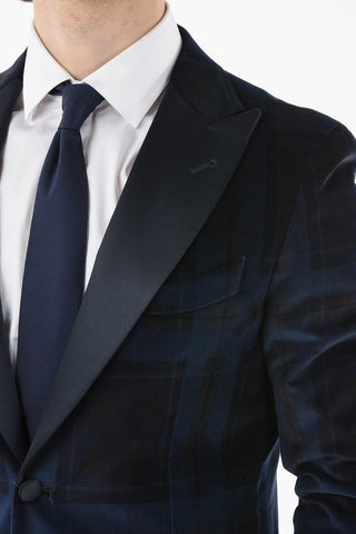 CC COLLECTION tartan Checked Velour REWARD CERIMONIA peak lapel tuxedo jacket