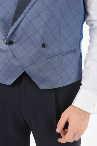 Silk Double-Breasted Waistcoat ACADEMY CERIMONIA in a Checked Pattern