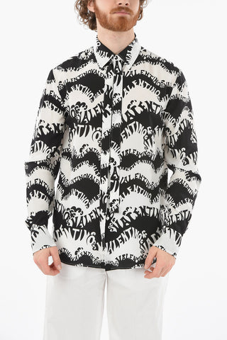Camicia In Seta Stampata Con Fiocco