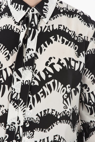 Camicia In Seta Stampata Con Fiocco