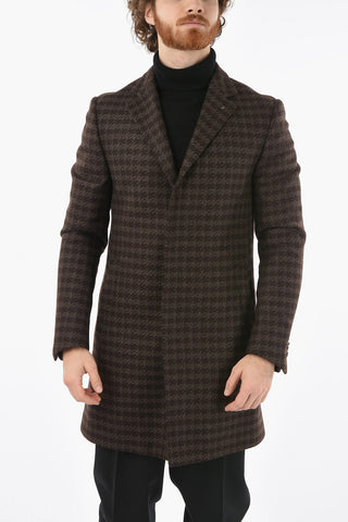 CC COLLECTION houndstooth virgin wool and cashmere chesterfield coat