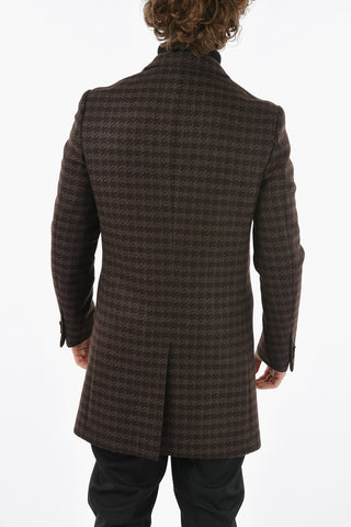 CC COLLECTION houndstooth virgin wool and cashmere chesterfield coat