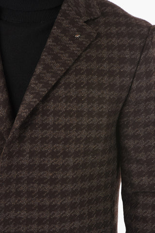 CC COLLECTION houndstooth virgin wool and cashmere chesterfield coat