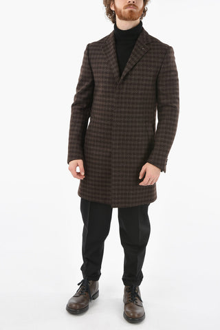 CC COLLECTION houndstooth virgin wool and cashmere chesterfield coat
