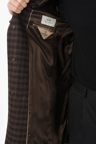 CC COLLECTION houndstooth virgin wool and cashmere chesterfield coat