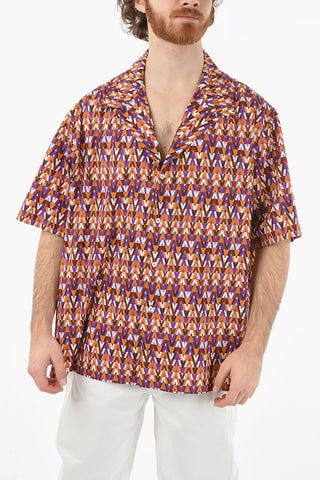 Camicia A Maniche Corte Con Fantasia Geometrica