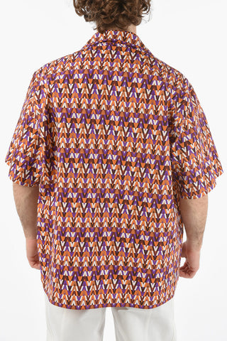 Camicia A Maniche Corte Con Fantasia Geometrica