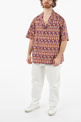 Camicia A Maniche Corte Con Fantasia Geometrica