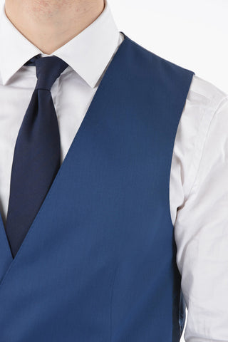 Virgin Wool and Silk ACADEMY CERIMONIA Double Breasted Waistcoat with All-Over Logo on the Back