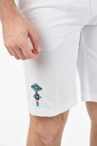 Stretch Cotton MILANO Shorts with Embroideries