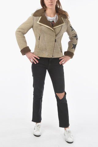 Stars Embroidered Shearling Jacket