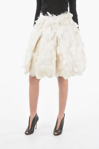 Feather Skirt with Multilayer Tulle and Zip and Hook Closure