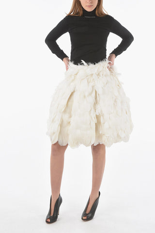 Feather Skirt with Multilayer Tulle and Zip and Hook Closure