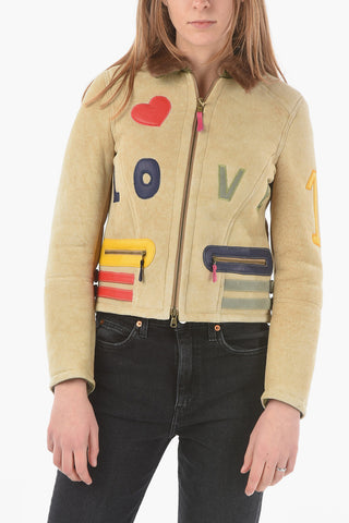 Bestickte Shearlingjacke