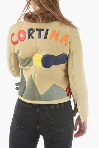 Bestickte Shearlingjacke