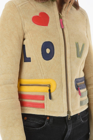 Bestickte Shearlingjacke