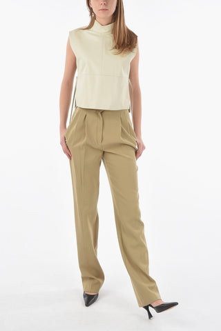 Mock Neck Sleeveless Leather Top