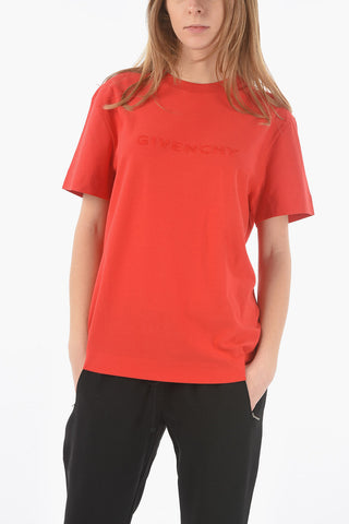 Crewneck T-shirt with Debossed Logo