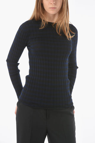 Ribbed Cashmere Sweater with Horizontal Stripes