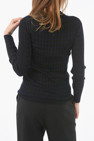 Ribbed Cashmere Sweater with Horizontal Stripes