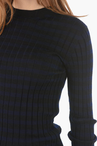 Ribbed Cashmere Sweater with Horizontal Stripes