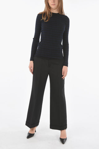 Ribbed Cashmere Sweater with Horizontal Stripes