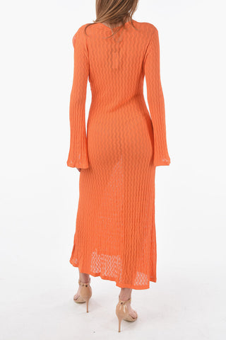 Perforated Knitted MAYA maxi Dress with Neckline Front