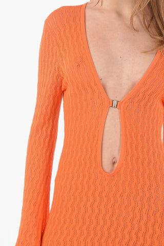 Perforated Knitted MAYA maxi Dress with Neckline Front