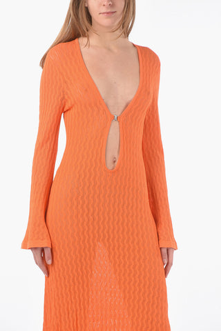 Perforated Knitted MAYA maxi Dress with Neckline Front