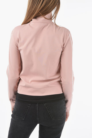 RED High Neck Ruffle Sweatshirt with Zip