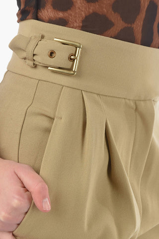 Double Pleats Pants With Buckles