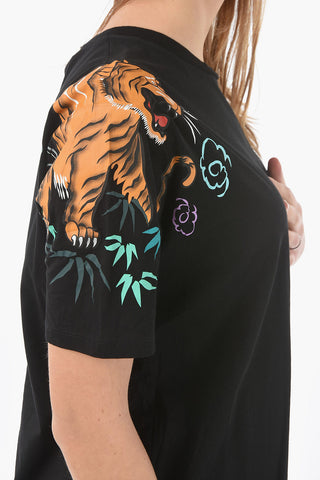 T-shirt Asimmetrica Stampata AMINE A Maniche Corte Girocollo