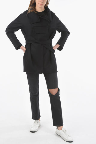 Wool VEDA Double-breasted Peacoat with Destructured Fastening