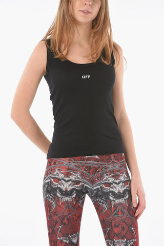 Printed Logo Ribbed WIFE BEATER Tank Top