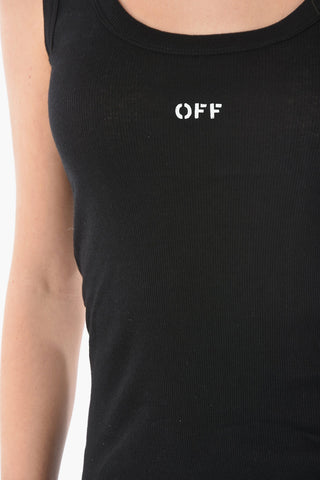 Printed Logo Ribbed WIFE BEATER Tank Top